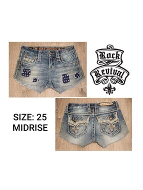 Rock Revival Distressed Denim Shorts Size 25